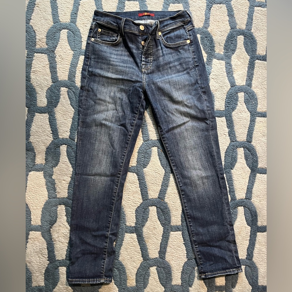 7 For All Mankind Women's High Rise Skinny Josephina Jeans - Blue Denim sz 25